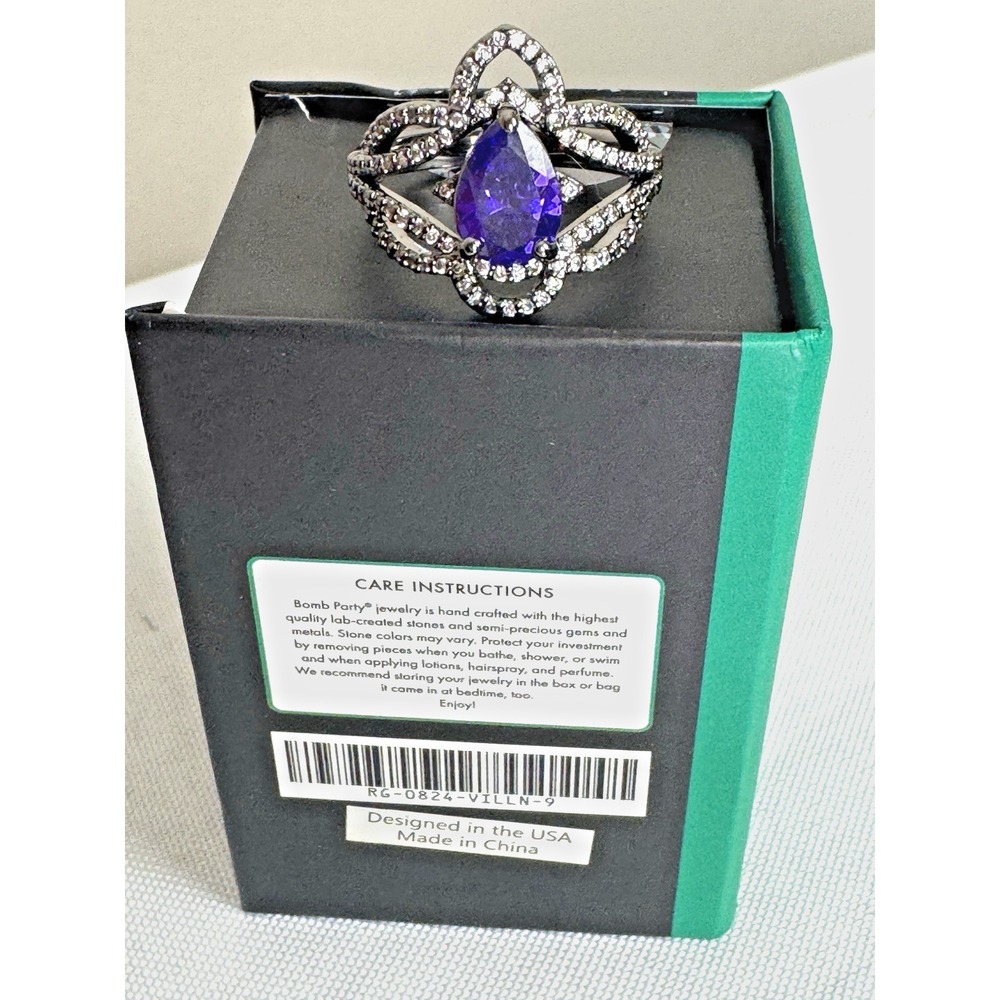 Bomb Party Purple Stone Ring Size 9 Reign Villain Collection Regal Desires Box - Picture 2 of 14